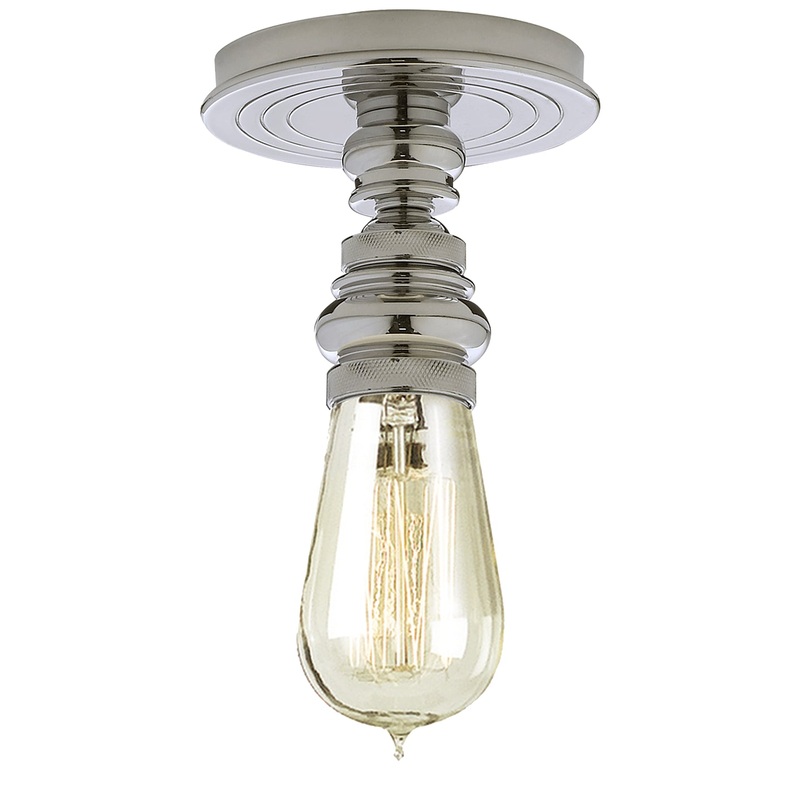 One Light Flush Mount from the Boston Collection in Polished Nickel Finish by Visual Comfort Signature