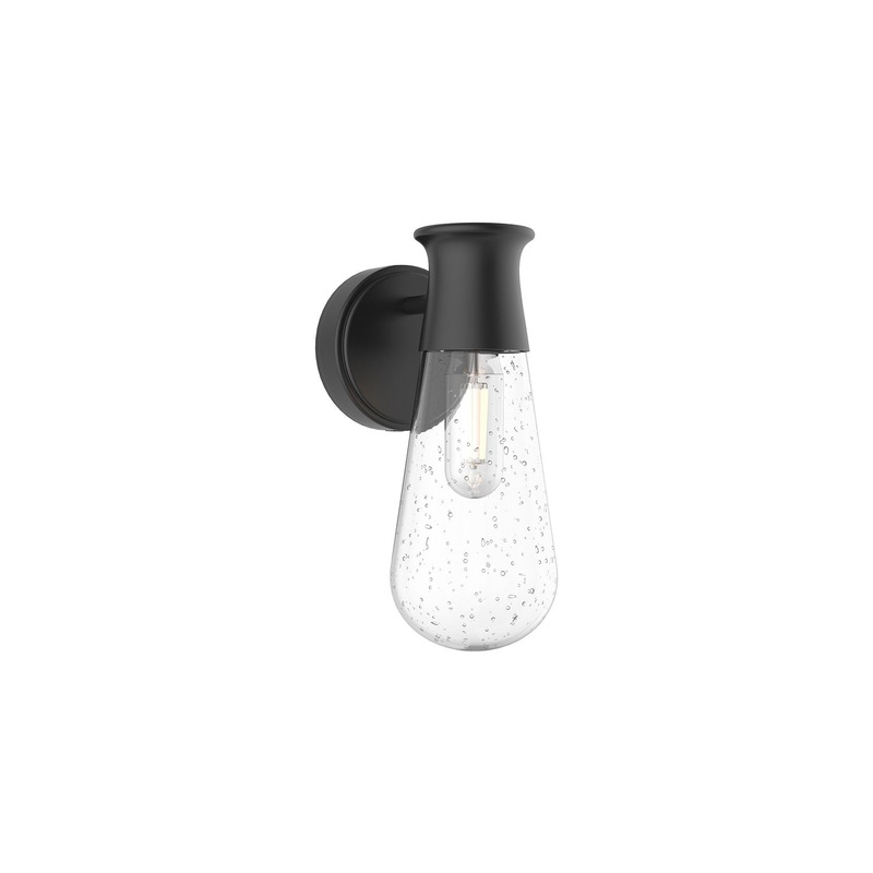 One Light Outdoor Wall Lantern from the Marcel Collection in Clear Bubble Glass/Textured Black Finish by Alora
