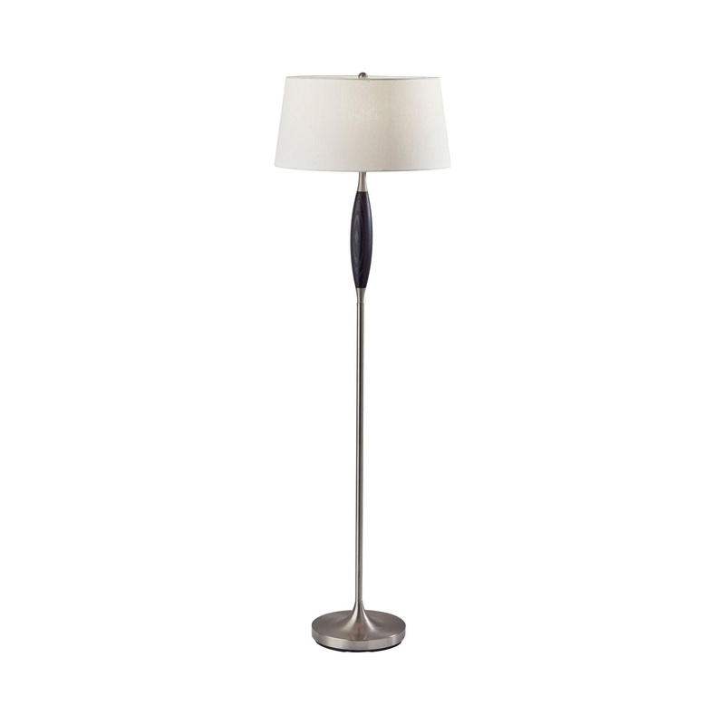 Pinn Floor Lamp Brushed Steel with Black Wood