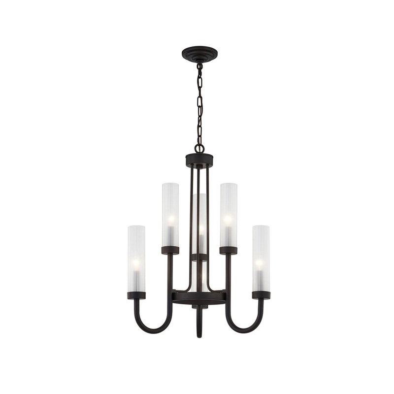 Six Light Chandelier from the Anchor Collection in Matte Black Finish by Justice Designs
