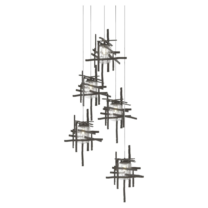 Tura 5-Light Seeded Glass Pendant Dark Smoke