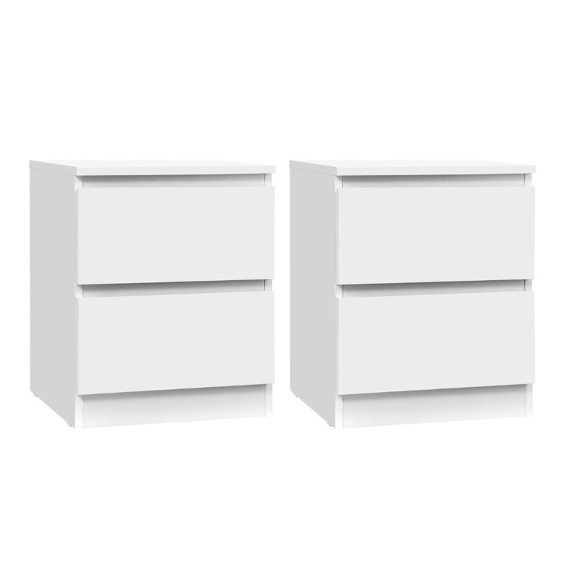 Artiss 2x Bedside Table 2 Drawers – PEPE White