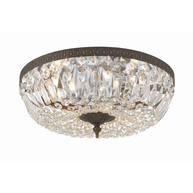 Crystorama 716-EB-CL-S Ceiling Mount Three Light Flush Mount English Bronze
