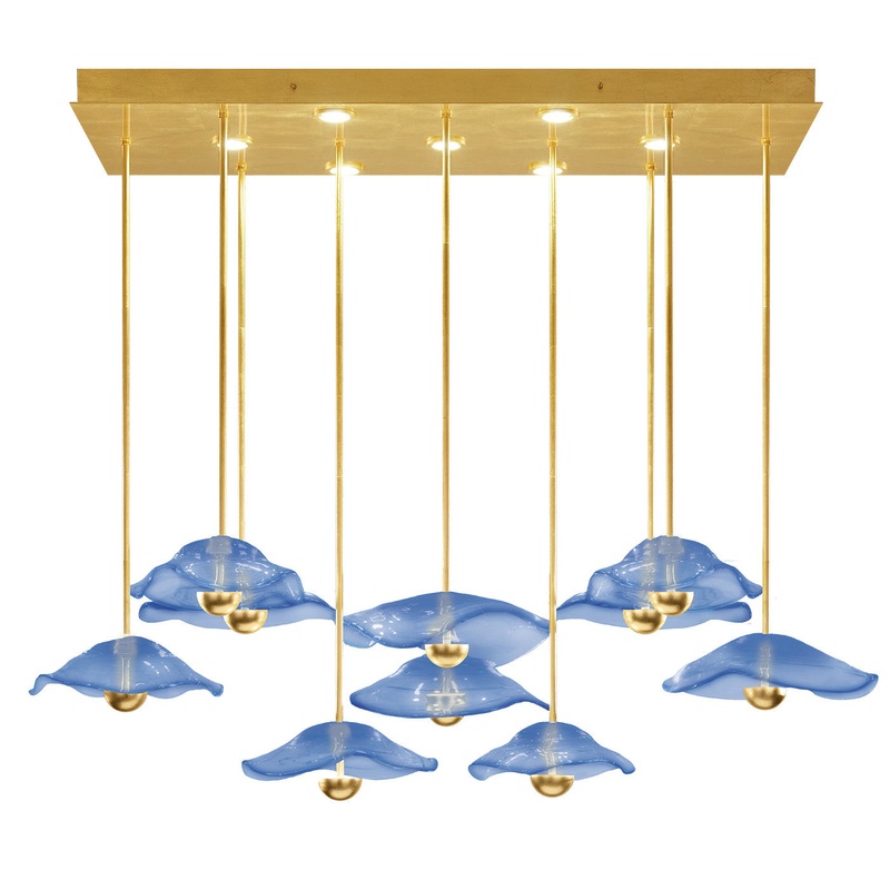 Embark 61.75″W Rectangular Pendant Gold Leaf/Blue