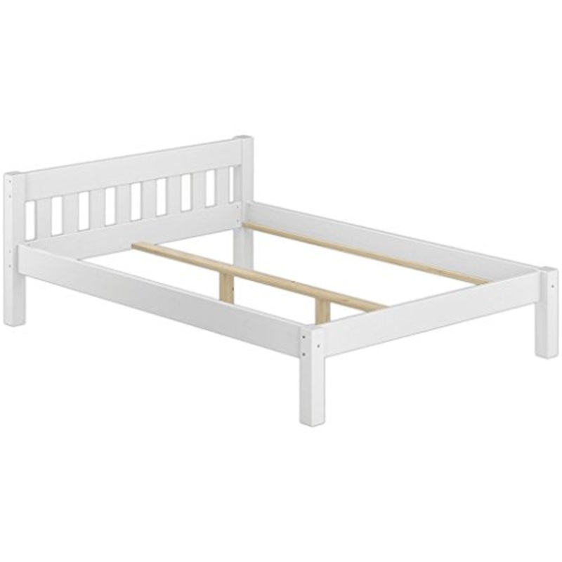 Erst-Holz Telaio Letto Matrimoniale Classico Bianco 160×200 in Pino massello Senza doghe 60.38-16WoR