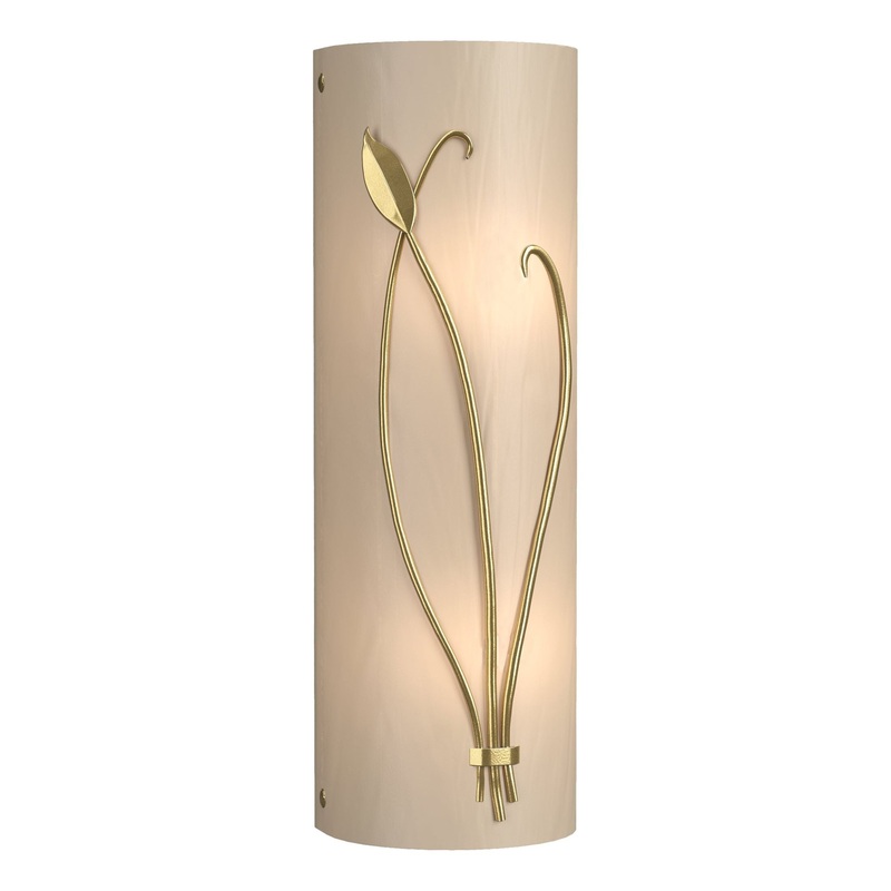 Forged Leaf and Stem Sconce Modern Brass White Art Glass (BB) Right