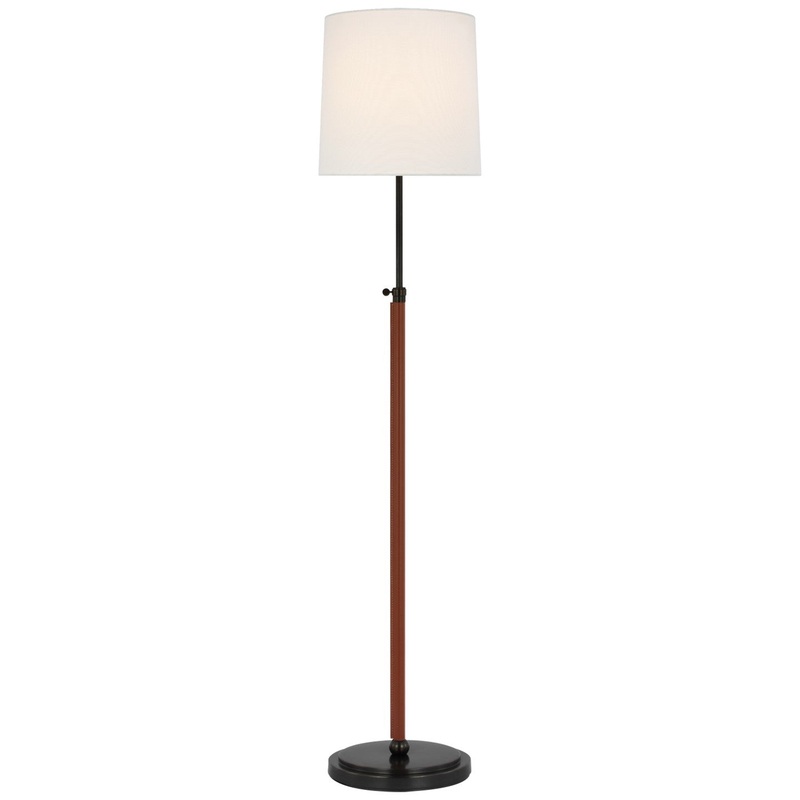 LED Floor Lamp from the Bryant Wrapped Collection in Bronze And Saddle Leather Finish by Visual Comfort Signature