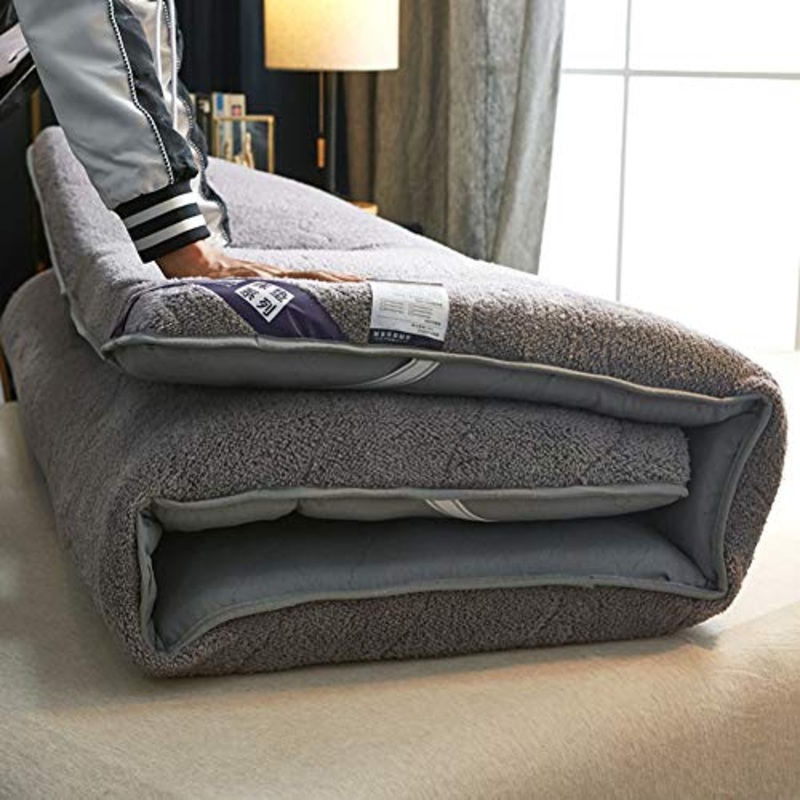 lovehouse – Materasso futon Giapponese da Pavimento, Spesso Tessuto Felpato Tatami Tappetino Portatile da Campeggio per Bambini, Pieghevole e Arrotolabile, Grigio, 150 * 200cm(59x79inch)