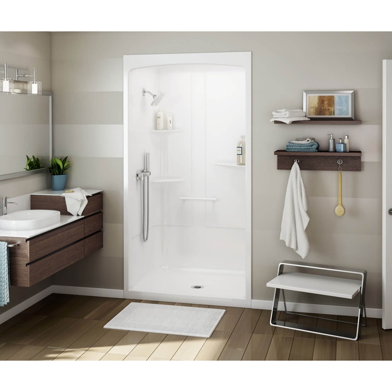 MAAX 107004-R-000-001 ALLIA SHR-4834 Acrylic Alcove Center Drain One-Piece Shower in White