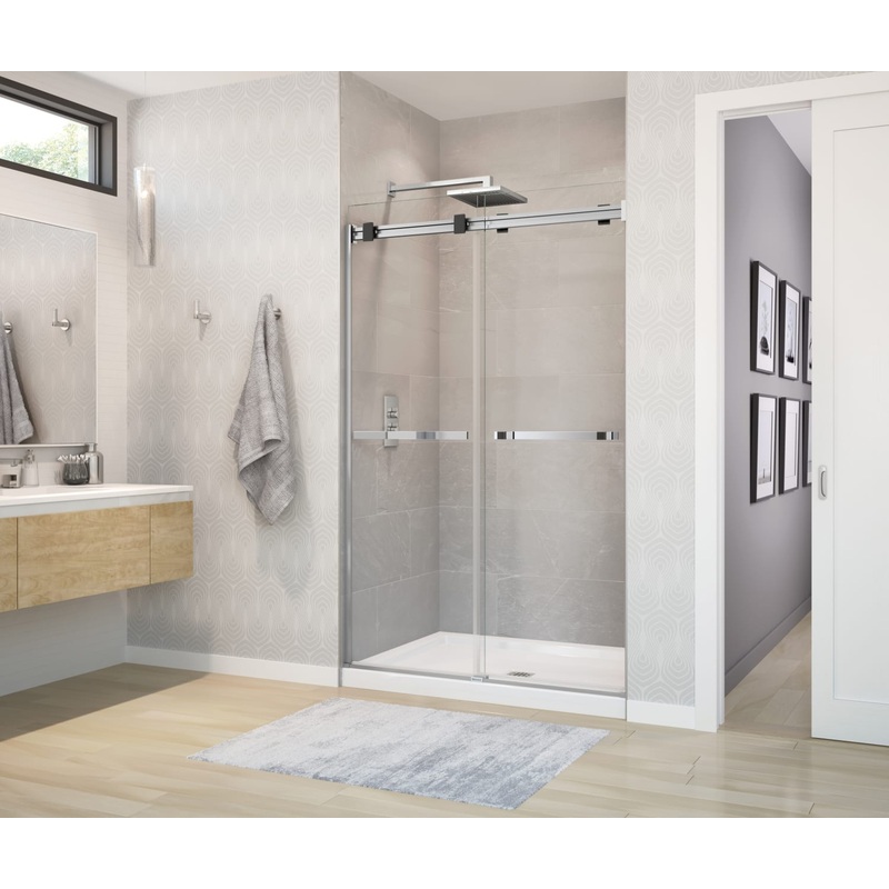 MAAX 136272-900-350-000 Duel 56-58  x 70 -74 in. 8 mm Bypass Shower Door for Alcove Installation with Clear glass in Chrome & Matte Black