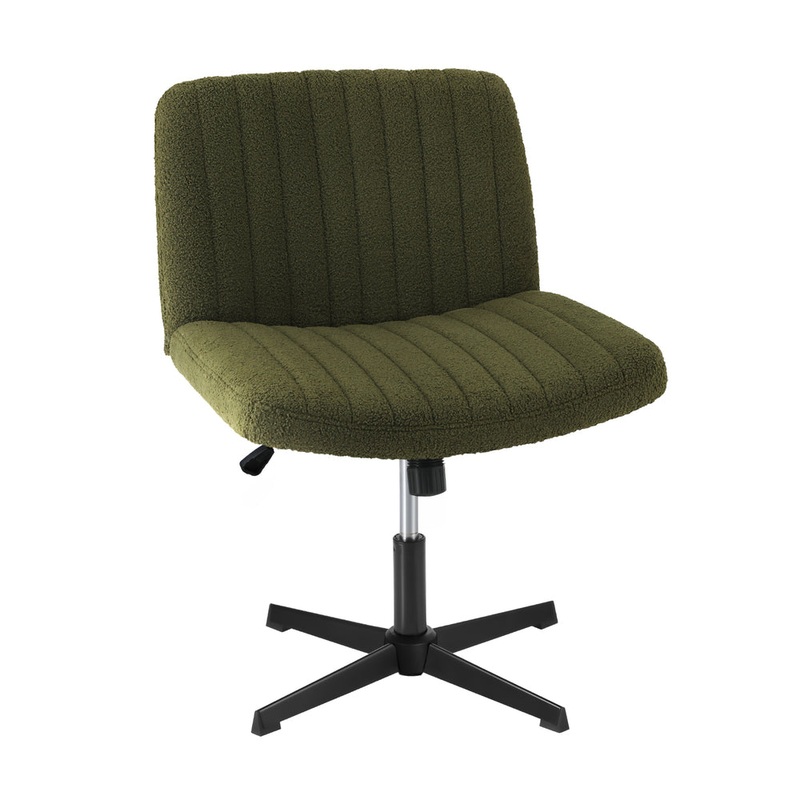 Oikiture Mid Back Armless Office Chair Wide Seat Sherpa Green