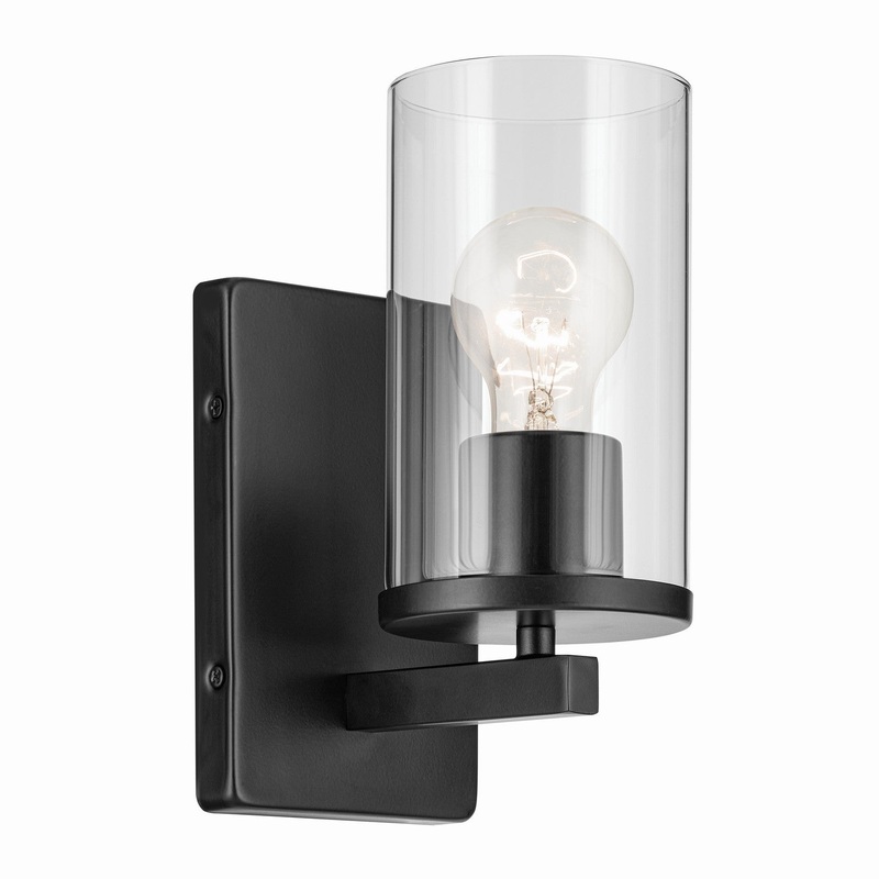 One Light Wall Sconce from the Crosby Collection in Black Finish by Kichler