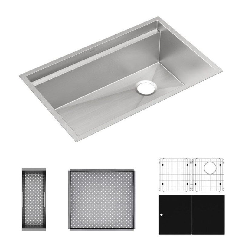 Sink Kit Circuit Chef 32-1/2 x 20-1/2 Inch 1 Bowl Stainless Steel/Black Undermount
