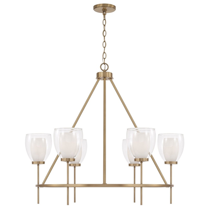 Six Light Chandelier from the Joss Collection in Aged Brass Finish by Capital Lighting