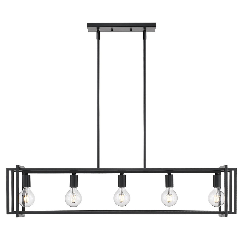 Tribeca Linear Pendant in Matte Black with Matte Black Accents