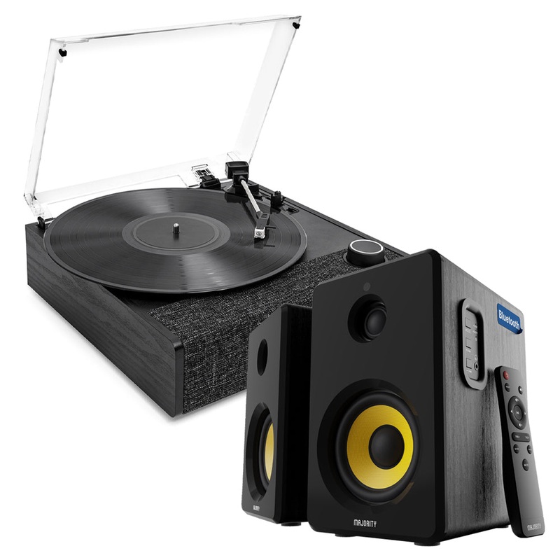 Victrola Eastwood II Turntable – Black + Bundled Majority D40X Bluetooth Speakers