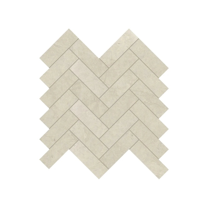 1.25″ x 4″ Tierra Halo Herringbone Honed Marble Mosaic 1 Sheet = .89 Sqft