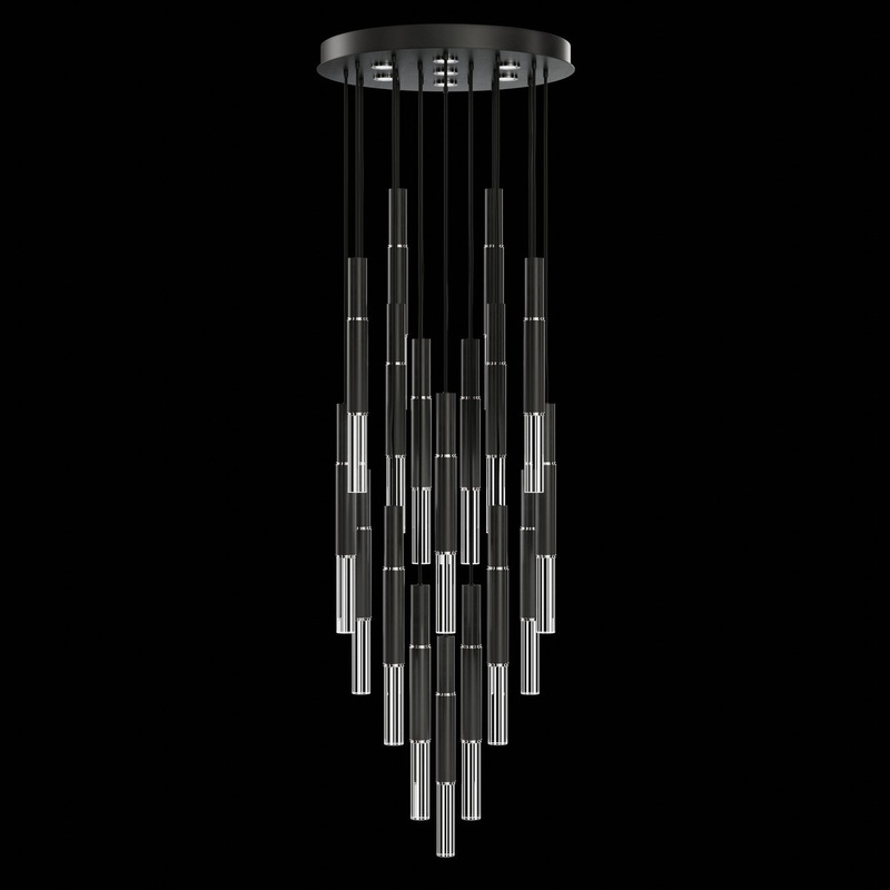 Antonia 31″W Round Pendant Black/Nickel/No Skin