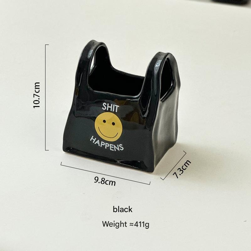 Black Ceramic Desktop Organizer – Cute Hand Shaped Pencil Holder and Makeup Brush Storage for Home and Office