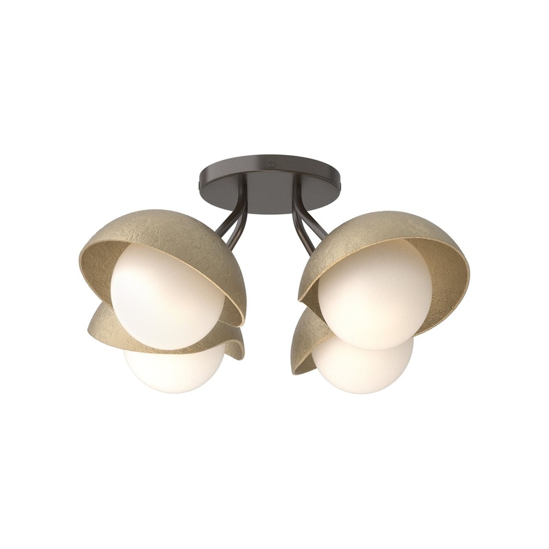 Brooklyn 4-Light Single Shade Semi-Flush Oil Rubbed Bronze Soft Gold