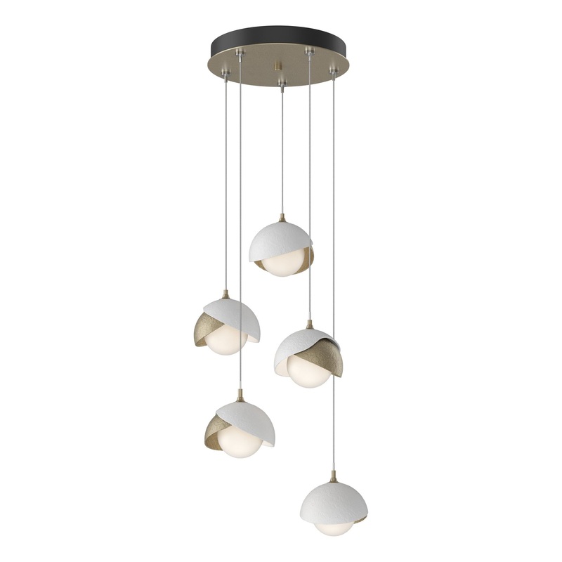 Brooklyn 5-Light Double Shade Pendant Soft Gold White