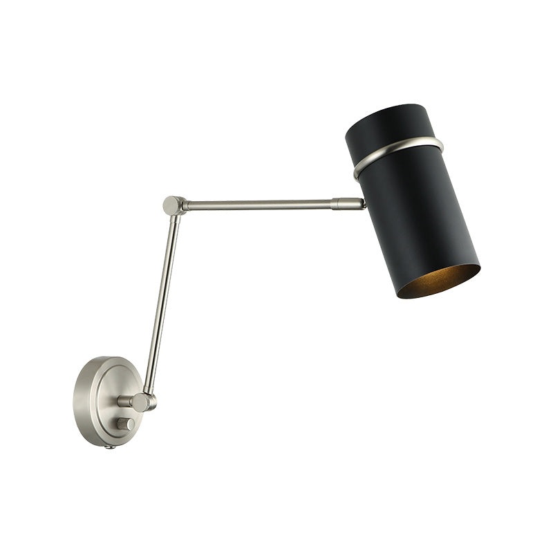Cilindro 1-Light Wall Sconce Brushed Nickel & Matte Black