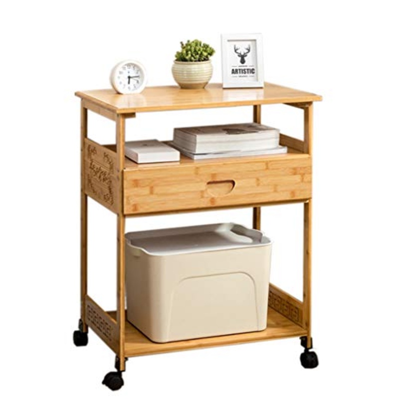 Comodini Camera da letto moderna Comodino Governo di immagazzinaggio Soggiorno Tavolino Governo di immagazzinaggio di bamb della cinghia della rotella Comodino Comodini letto ( Color : Wood color )