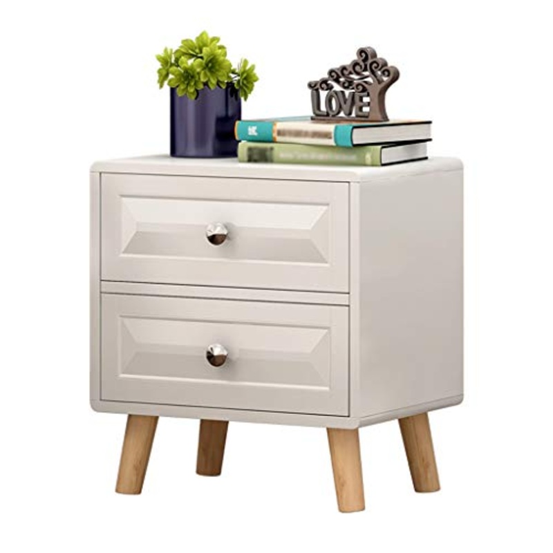 Comodino Bianco Doppio pompaggio Studio Corridoio dell’Assemblea Addensare Locker Pratico Bagno Solido della Famiglia di Legno Camera da Letto Soggiorno Multifunzione 40X30X45.5cm FANJIANI