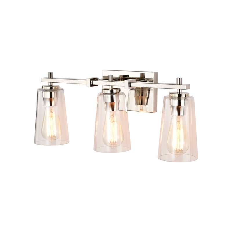 Erie 3-Light Vanity Satin Nickel with Clear Glass