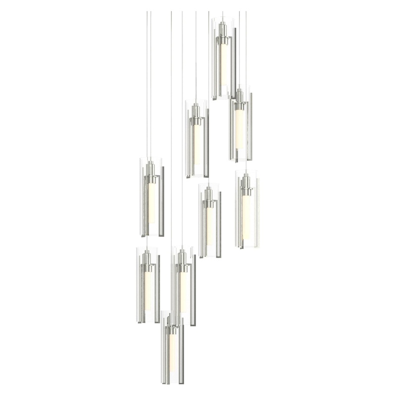 Exos Glass 9-Light Pendant Sterling Clear Glass (ZM)