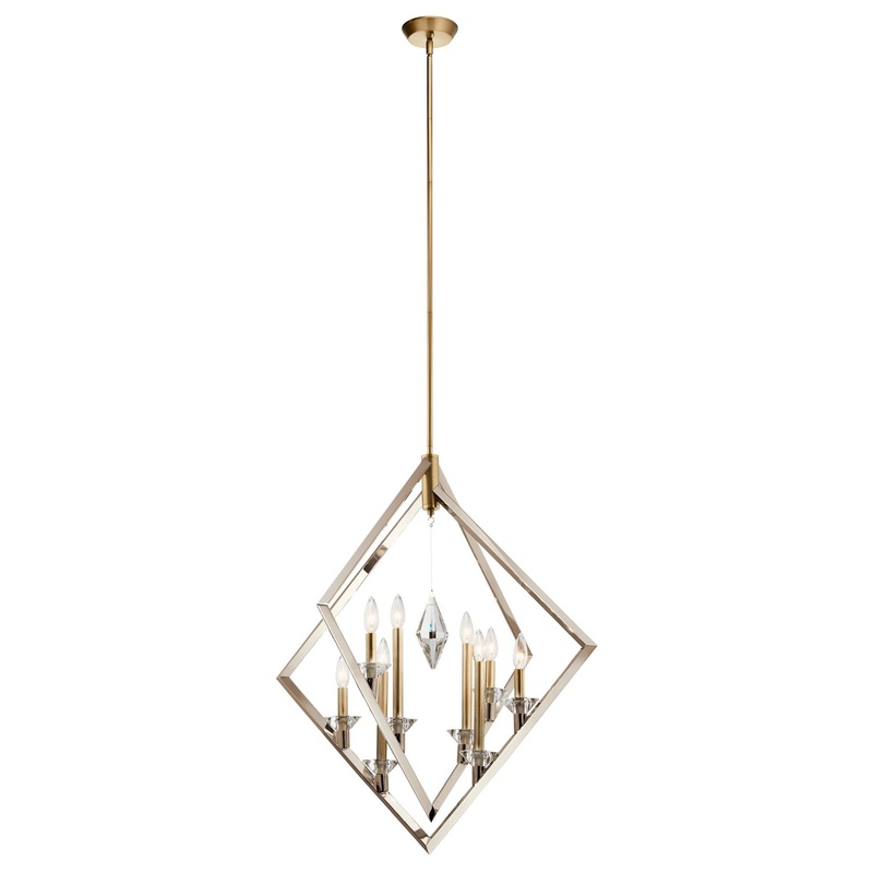 Kichler 43052PN Eight Light Foyer Chandelier, Polished Nickel