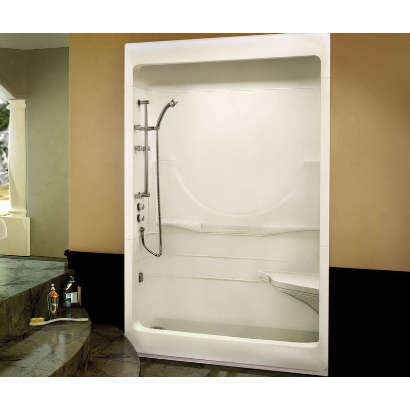 MAAX 101150-000-001-100 Allegro I 59 x 32 Acrylic Alcove Left-Hand Drain One-Piece Shower in White
