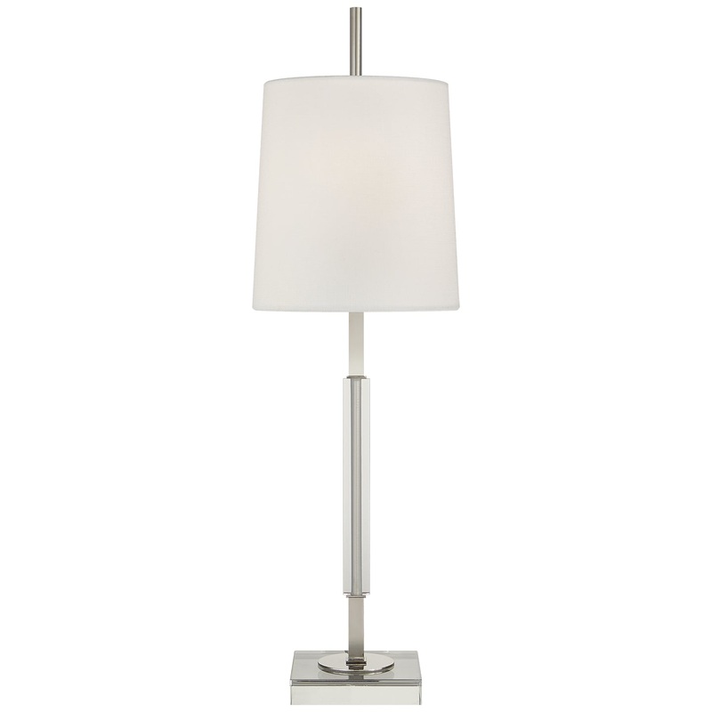 One Light Table Lamp from the Lexington Collection in Polished Nickel With Crystal Finish by Visual Comfort Signature