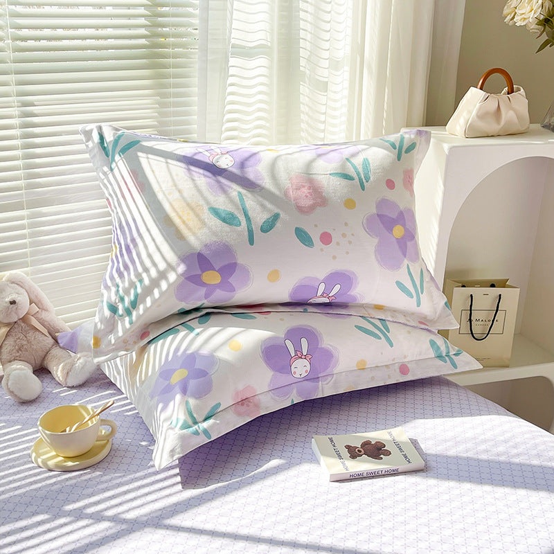 Purple Flower 100% Cotton Pillowcase Set (Pack of 2) – Breathable Standard Size 48x74cm Pure Cotton Pillow Covers