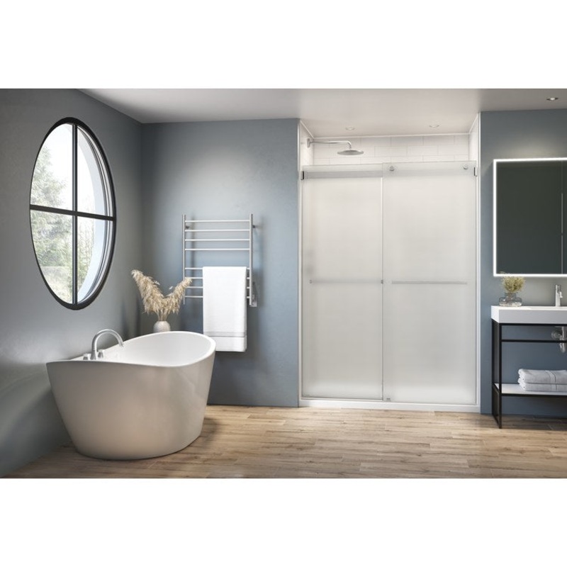 Shower Door Gemini 48 Inch Brushed Nickel Tempered 3/8 Inch