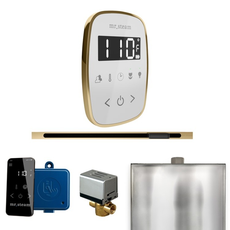 Steam Kit ButlerFlex Linear White/Satin Brass Control Package for MS90 to MSSUPER3